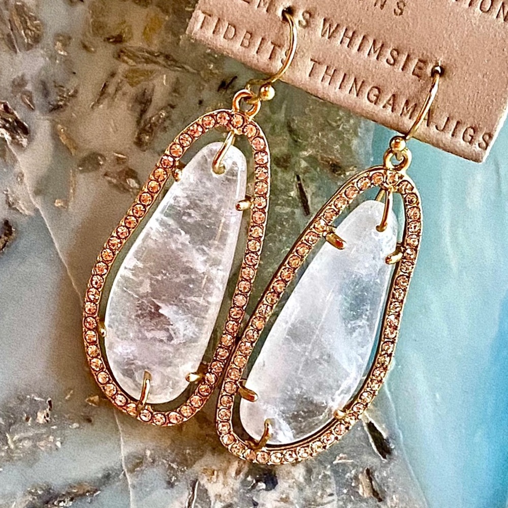 NWT Anthropologie Sohla Moonstone Crystal Earrings - Picture 8 of 14